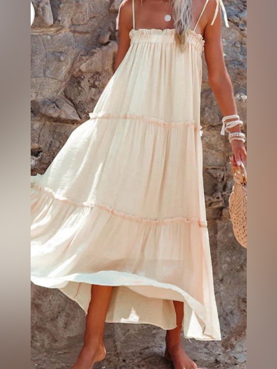 BTFBM Dresses & Skirts - Light Cream Tiered Maxi Dress - Women's Summer Dress